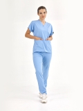 Light Blue Dr. Greys Doctor Nurse Medical Scrubs Set Luxury Lycra Fabric