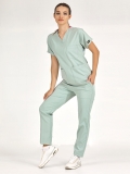 Mint Green Dr. Greys Doctor Nurse Medical Scrubs Set Luxury Lycra Fabric