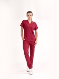 Burgundy Dr. Greys Doctor Nurse Medical Scrubs Set Luxury Lycra Fabric