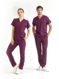 Pflaume Dr. Greys Medizinischer Scrubs Set für Ärzte und Pflege Luxus Lycra-Stoff