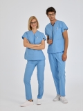 Light Blue Dr. Greys Doctor Nurse Medical Scrubs Set Poly‑cotton blend fabric