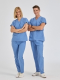 Parliament Blue Dr. Greys Doctor Nurse Medical Scrubs Set Poly‑cotton blend fabric