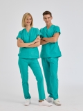 Benetton Green Dr. Greys Doctor Nurse Medical Scrubs Set Poly‑cotton blend fabric
