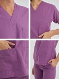 Purple Dr. Greys Doctor Nurse Medical Scrubs Set Poly‑cotton blend fabric