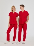 Rot Dr. Greys Medizinischer Scrubs Set für Ärzte und Pflege Polyester-Baumwoll-Mischgewebe