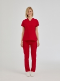 Rot Dr. Greys Medizinischer Scrubs Set für Ärzte und Pflege Polyester-Baumwoll-Mischgewebe