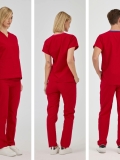 Rot Dr. Greys Medizinischer Scrubs Set für Ärzte und Pflege Polyester-Baumwoll-Mischgewebe
