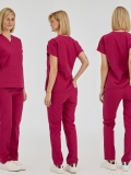 Cherry Red Dr. Greys Doctor Nurse Medical Scrubs Set Poly‑cotton blend fabric