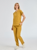 Mustard Dr. Greys Doctor Nurse Medical Scrubs Set Poly‑cotton blend fabric