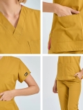 Mustard Dr. Greys Doctor Nurse Medical Scrubs Set Poly‑cotton blend fabric