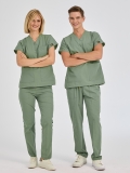 Sage Green Dr. Greys Doctor Nurse Medical Scrubs Set Poly‑cotton blend fabric