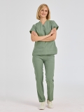Sage Green Dr. Greys Doctor Nurse Medical Scrubs Set Poly‑cotton blend fabric