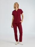 Bordo Dr. Greys Doktor Hemşire Medikal Scrubs Takım Terikoton Kumaş
