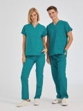 Light Petrol Green Dr. Greys Doctor Nurse Medical Scrubs Set Poly‑cotton blend fabric