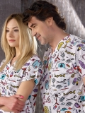 Bilimsel Desenli Cotton Likra Takım (Üst+Alt)