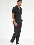 Черный Медицинский Костюм с Воротником Поло для Врачей и Медсестер Ткань Люкс Лайкра
