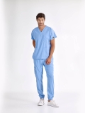 Light Blue Jogger Doctor Nurse Medical Scrubs Set Luxury Lycra Fabric