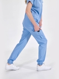 Light Blue Jogger Doctor Nurse Medical Scrubs Set Luxury Lycra Fabric