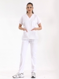 White Dr. Greys Doctor Nurse Medical Scrubs Set Luxury Lycra Fabric