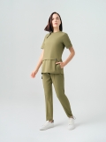 Khaki Zero Medizinischer Scrubs Set für Ärzte und Pflege Bester Lycra-Stoff