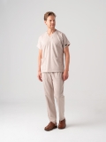 Cream Dr. Greys Doctor Nurse Medical Scrubs Set Best Lycra Fabric