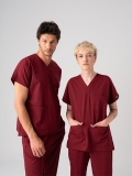 Bordo Dr. Greys Doktor Hemşire Medikal Scrubs Takım Best Likralı Kumaş
