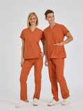 Ziegelrot Dr. Greys Medizinischer Scrubs Set für Ärzte und Pflege Polyester-Baumwoll-Mischgewebe