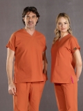 Ziegelrot Dr. Greys Medizinischer Scrubs Set für Ärzte und Pflege Polyester-Baumwoll-Mischgewebe