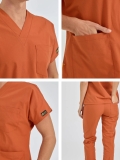 Ziegelrot Dr. Greys Medizinischer Scrubs Set für Ärzte und Pflege Polyester-Baumwoll-Mischgewebe