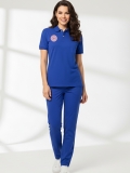 Temizlik Personeli Forması Alt Üst Scrubs Takım (Sağlık Bakanlığı 2025 Standartlarıyla Uyumlu)-Dazzling Blue