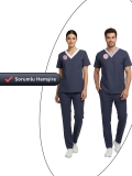 Sorumlu Hemşire Forması Alt Üst Scrubs Takım (Sağlık Bakanlığı 2025 Standartlarıyla Uyumlu)-Patriot Blue