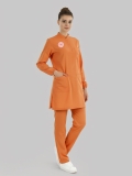 Tesettür Klinik Destek Forması Scrubs Likralı Takım Sağlık Bakanlığı Logolu-Orange Ochre