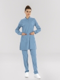 Alaskan Blue Tesettür Hakim Yaka Doktor Hemşire Medikal Scrubs Takım Lüks Likralı Kumaş