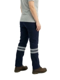 Lacivert 3 Cm Çift Sıra Reflektörlü Likralı Gabardin Kumaş İş Pantolonu