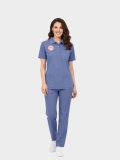 Temizlik Personeli Forması Scrubs Likralı Takım Sağlık Bakanlığı Uyumlu-Dazzling Blue