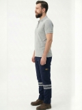 Lacivert 3 Cm Çift Sıra Reflektörlü İş Pantolonu Gabardin Kumaş