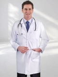 Weiß Klassischer Kragen Herren Arztvisitenmantel Alpaca Stoff