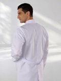 White Mandarin Collar Men's Lab Coat Alpaca Fabric