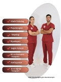 Graduate & Postgraduate Health Professionals Scrubs – Stretch Set | Turkey Ministry of Health – 2025 Standard – Biking Red