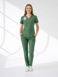Ameliyathane Forması Scrubs Likralı Takım Sağlık Bakanlığı Uyumlu-Frosty Spruce
