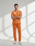 Klinik Destek Forması Scrubs Likralı Takım Sağlık Bakanlığı Uyumlu-Orange Ochre