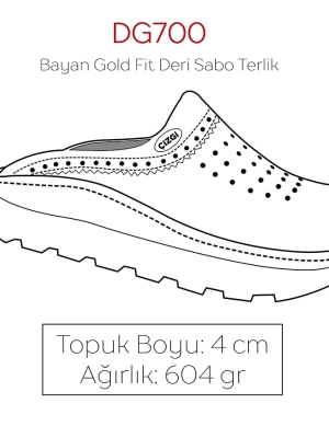 Beyaz Kadın Doktor Hemşire Medikal Gold Fit Hakiki Deri Sabo Terlik