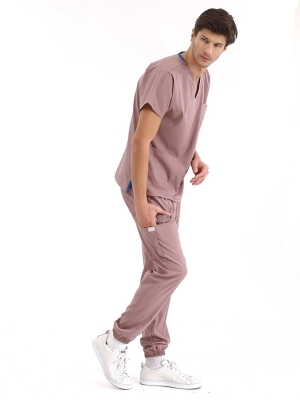 Dusty Rose Jogger Doctor Nurse Medical Scrubs Set Luxury Lycra Fabric
