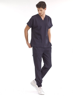 Navy Blue Jogger Doctor Nurse Medical Scrubs Set Luxury Lycra Fabric