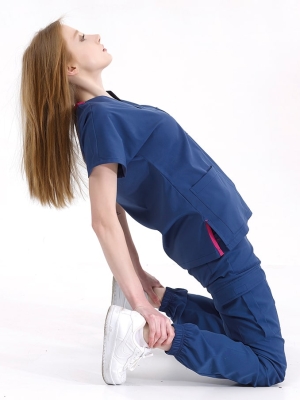 Petrol Blue Jogger Doctor Nurse Medical Scrubs Set Luxury Lycra Fabric