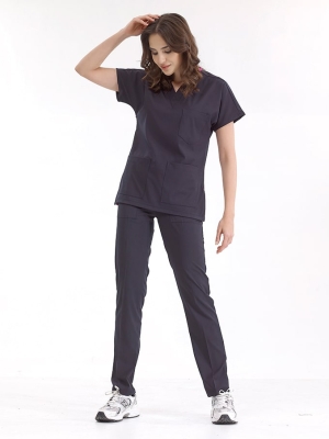 Navy Blue Dr. Greys Doctor Nurse Medical Scrubs Set Luxury Lycra Fabric