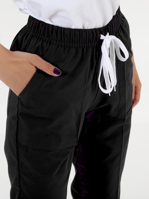 Siyah Dr. Greys Doktor Hemşire Pantolonu (Tek Alt) Lüks Likralı Kumaş