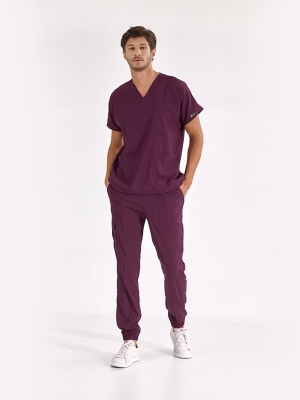 Damson Jogger Doctor Nurse Medical Scrubs Set Luxury Lycra Fabric