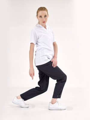 Lacivert Retro Kadın Doktor Hemşire Pantolonu (Tek Alt) Lüks Likralı Kumaş