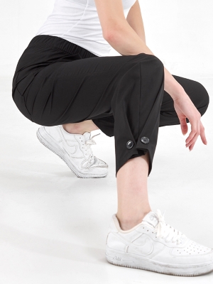 Siyah Retro Kadın Doktor Hemşire Pantolonu (Tek Alt) Lüks Likralı Kumaş